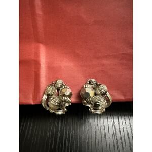 VINTAGE JUDY LEE‎ Confetti LUCITE & CLUSTER BEAD SILVER TONE CLIP EARRINGS